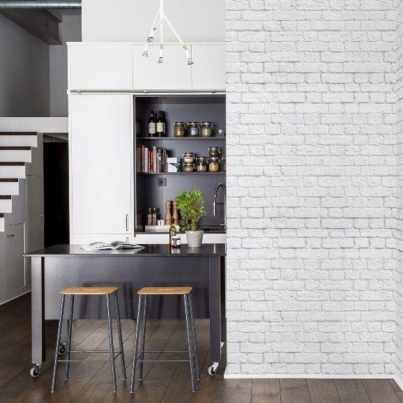 Vintage White Bricks Mural Wallpaper (SqM)