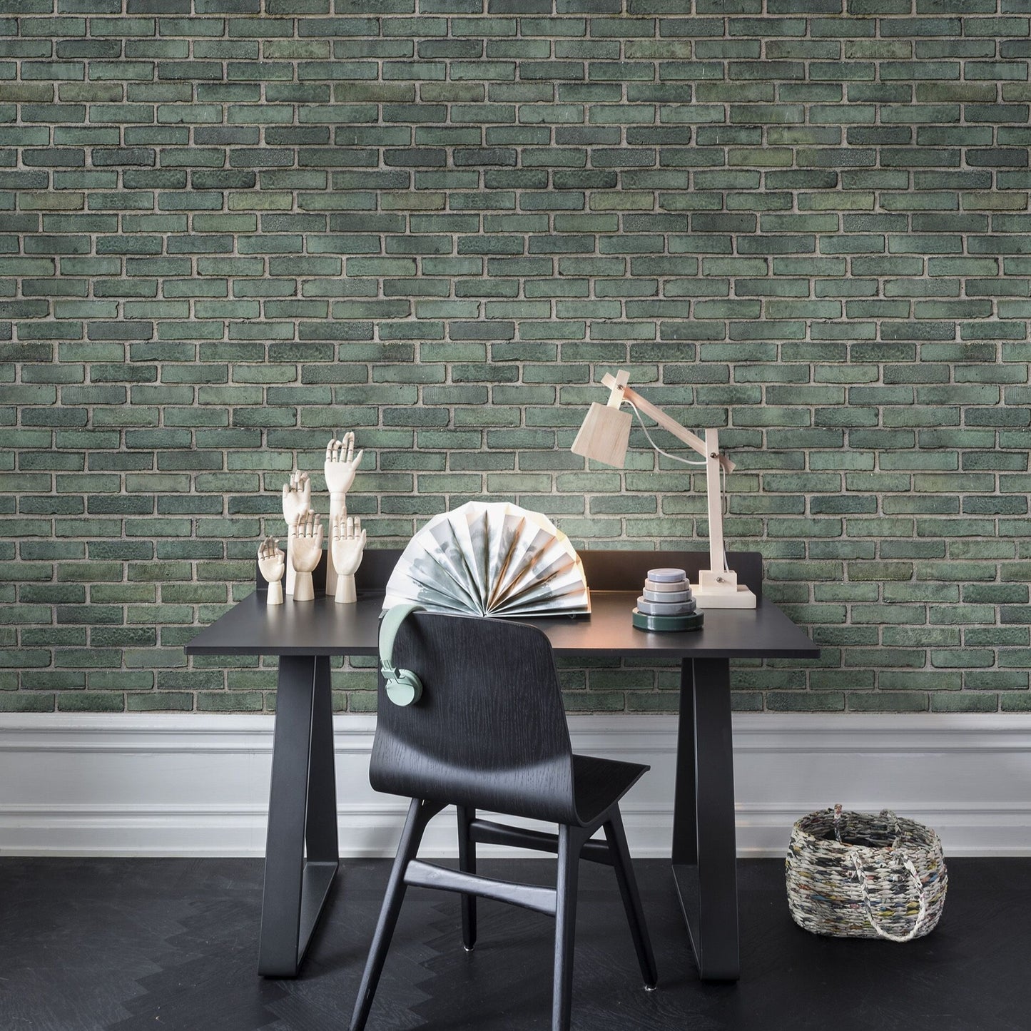 Urban Emerald Bricks Mural Wallpaper (SqM)