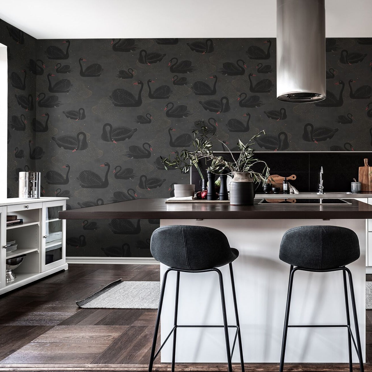 Black Swan Mural Wallpaper (SqM)