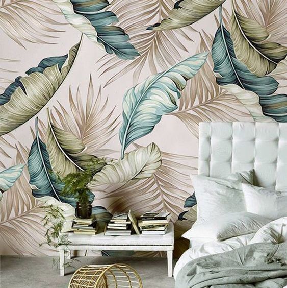 Modern Tropical Leaves Mural Wallpaper (SqM)