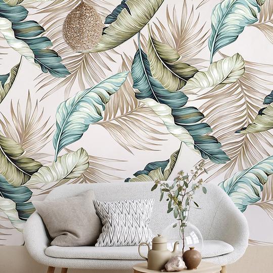 Modern Tropical Leaves Mural Wallpaper (SqM)