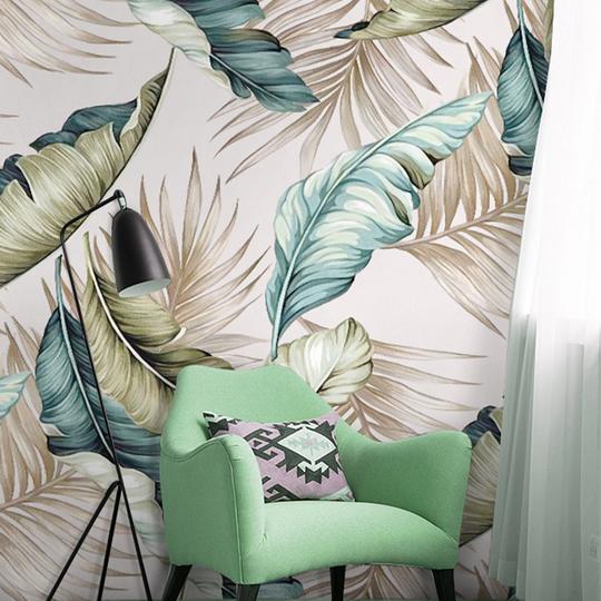 Modern Tropical Leaves Mural Wallpaper (SqM)