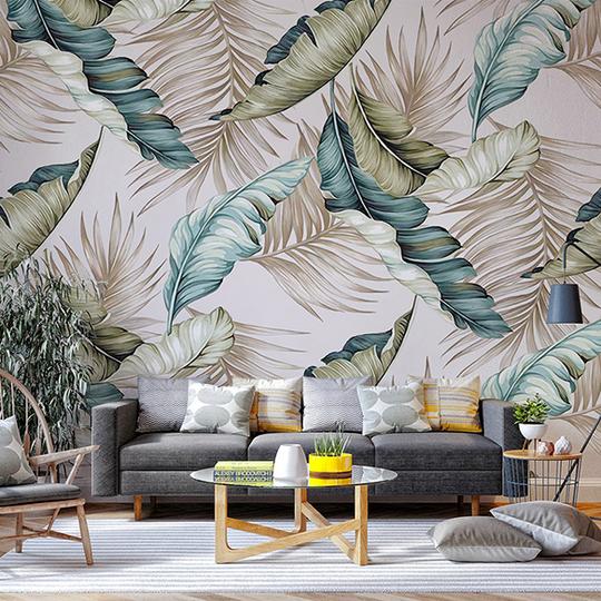 Modern Tropical Leaves Mural Wallpaper (SqM)