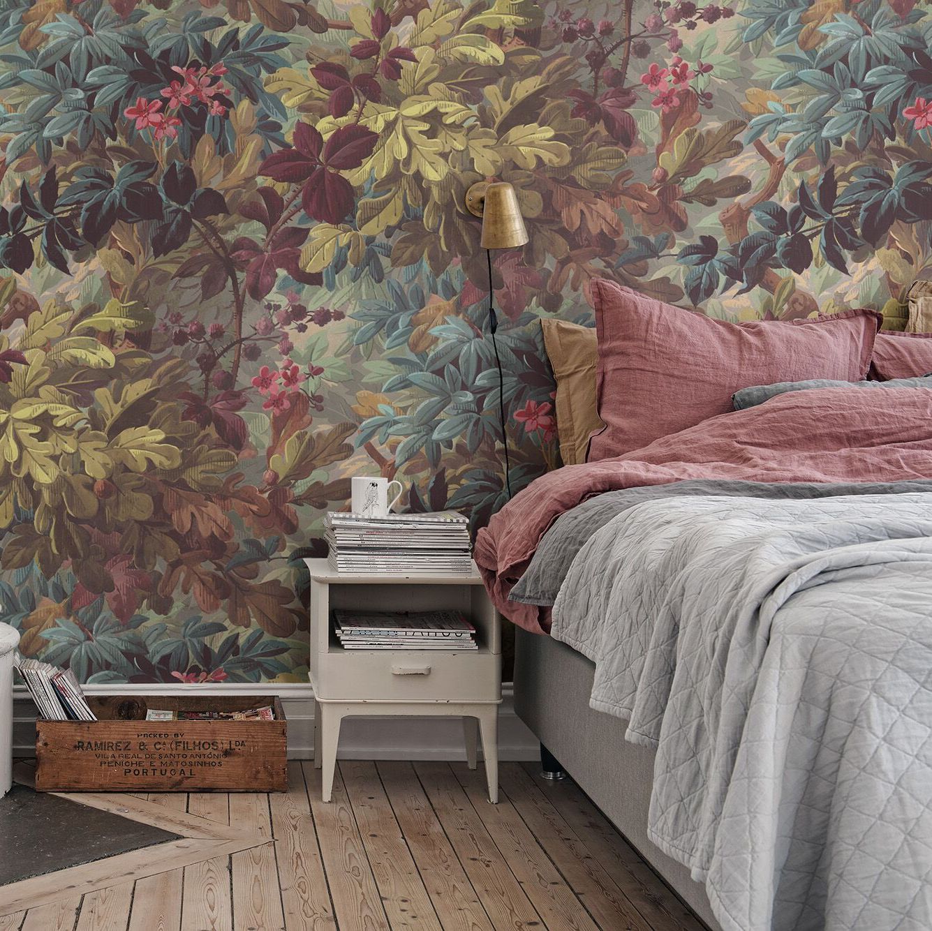 Vinum Raspberries Leaves Mural Wallpaper (SqM)