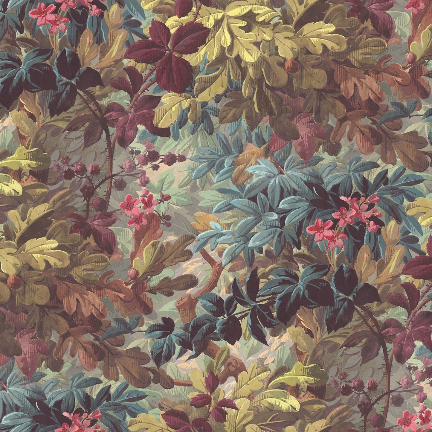 Vinum Raspberries Leaves Mural Wallpaper (SqM)