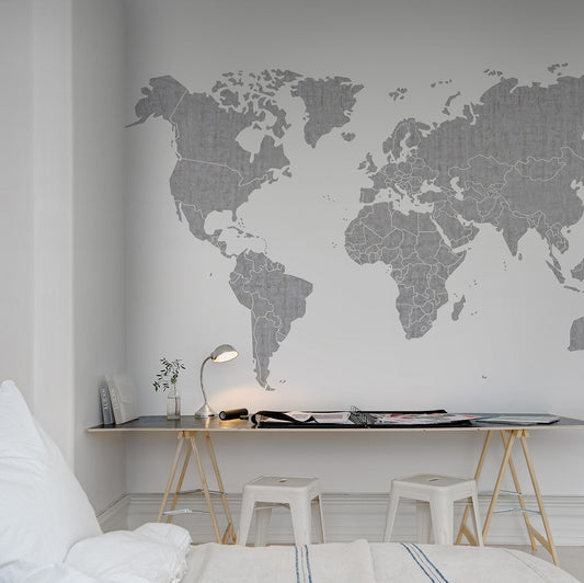 Your Own World Map Concrete Mural Wallpaper (SqM)