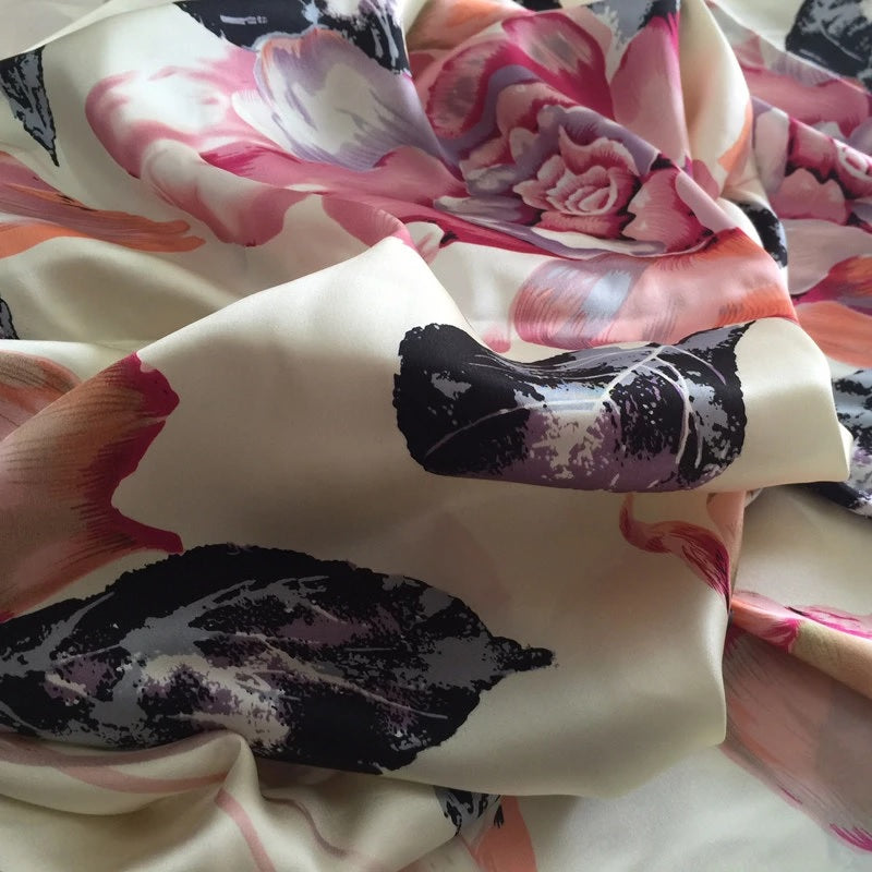 Roses Natural Silk Cushion Cover