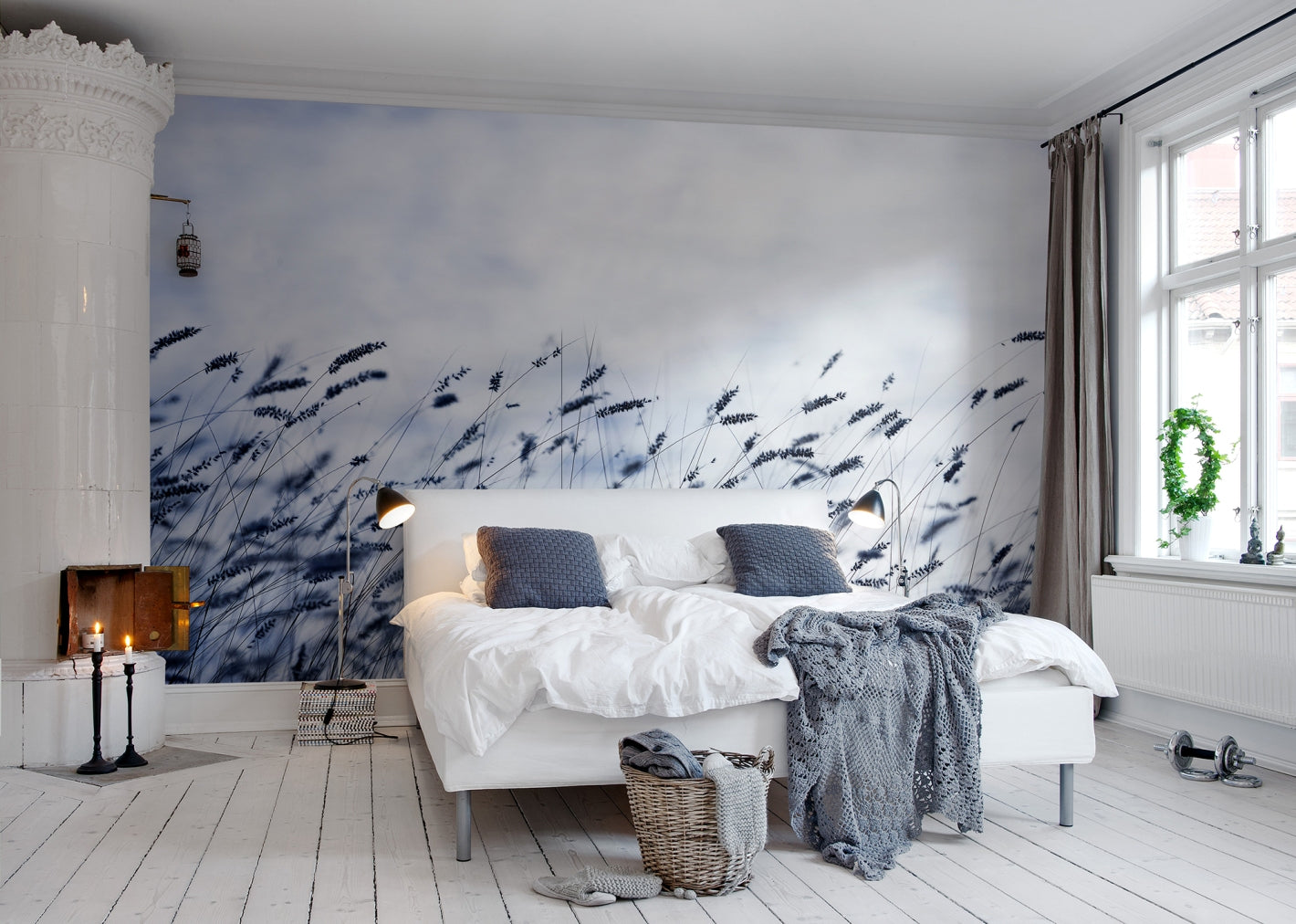 Scandinavian Blue Light Mural Wallpaper (SqM)