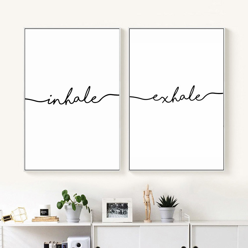 Inhale Exhale Minimalist Canvas Wall Art