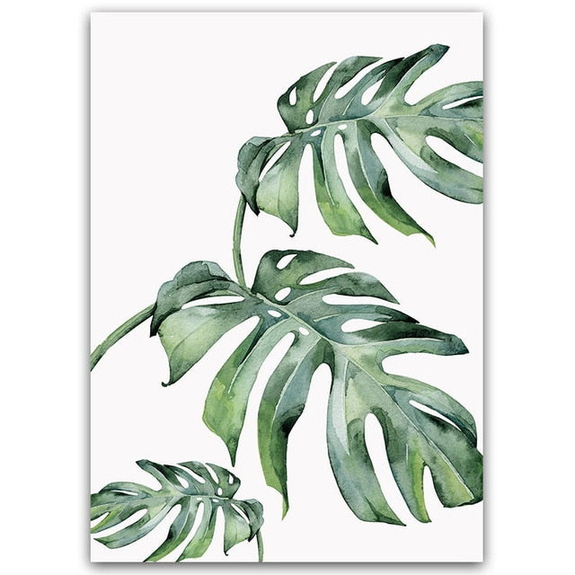 Watercolor Green Leaves Wall Art