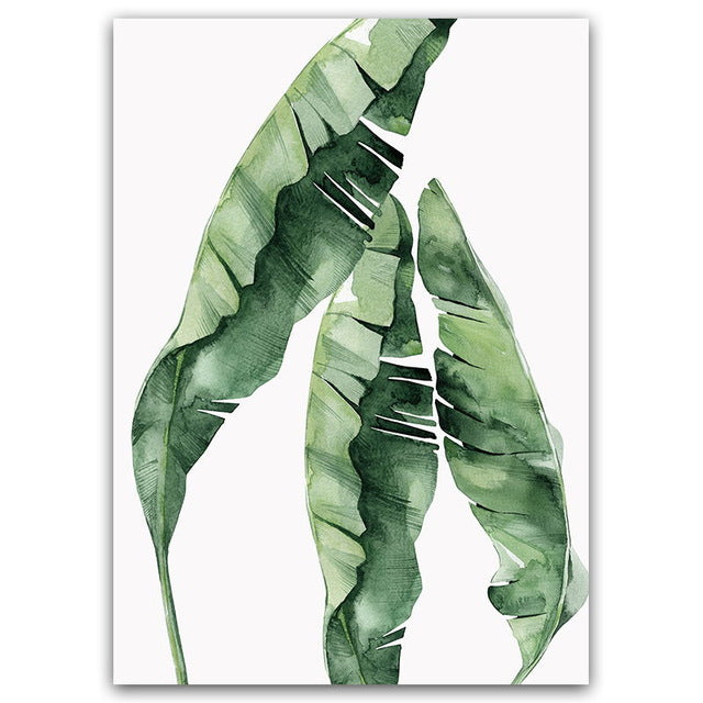 Watercolor Green Leaves Wall Art