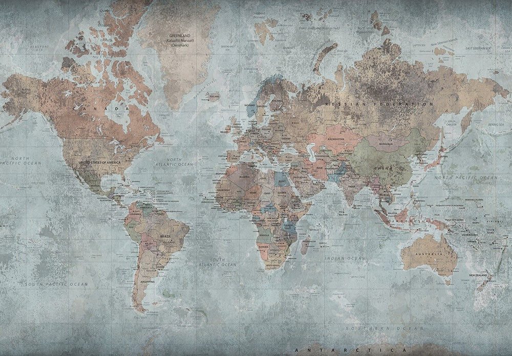 Around the World Map Earth Mural Wallpaper (SqM)