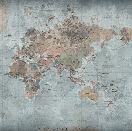 Around the World Map Earth Mural Wallpaper (SqM)