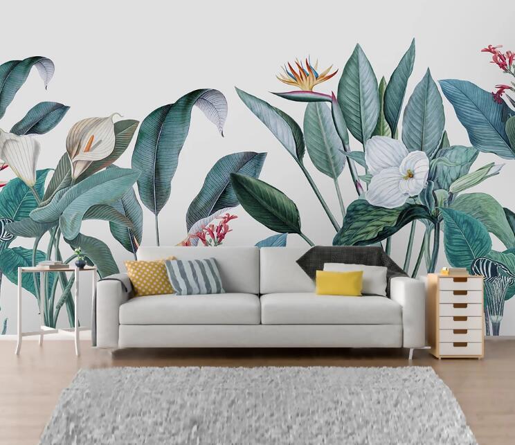 White Calas Tropical Mural Wallpaper