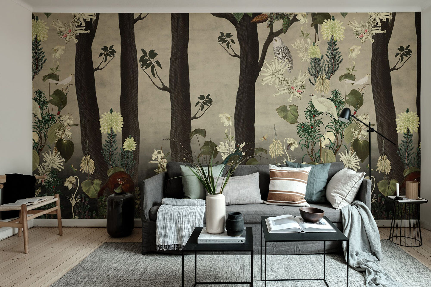 Rabbit Hole Grey Mural Wallpaper (SqM)