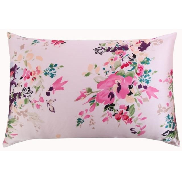 Rose Aquarelle Floral Mulberry Silk Pillowcase