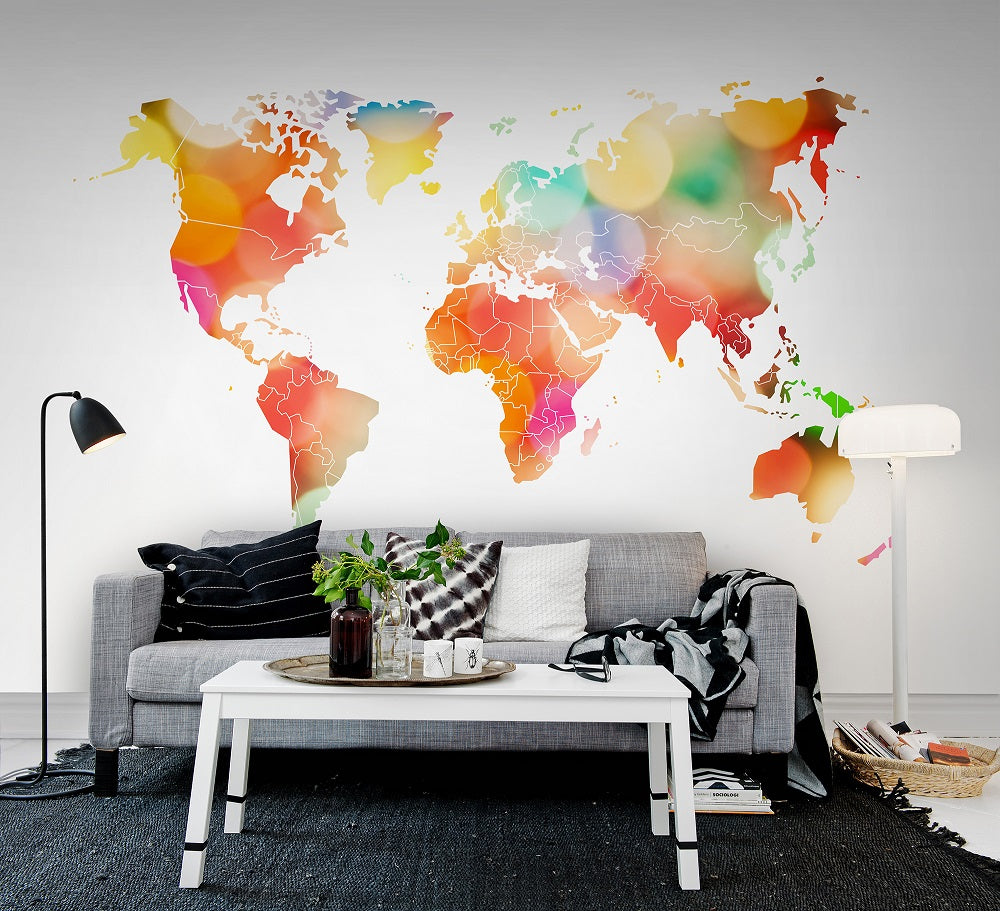 Your Own World Map Confetti Mural Wallpaper (SqM)