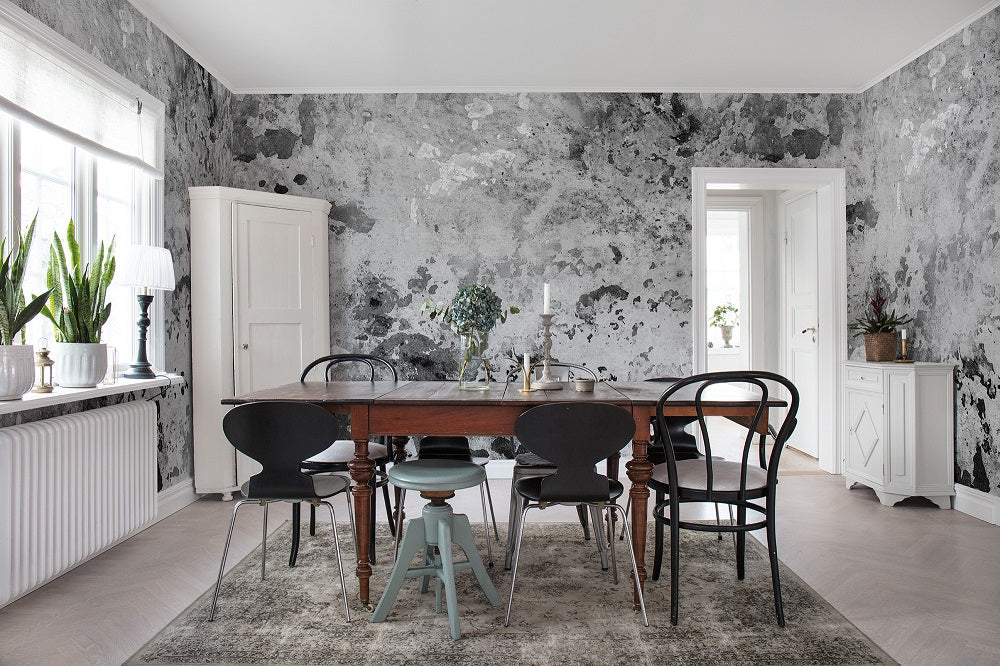 Fragments Dark Charcoal Mural Wallpaper (SqM)