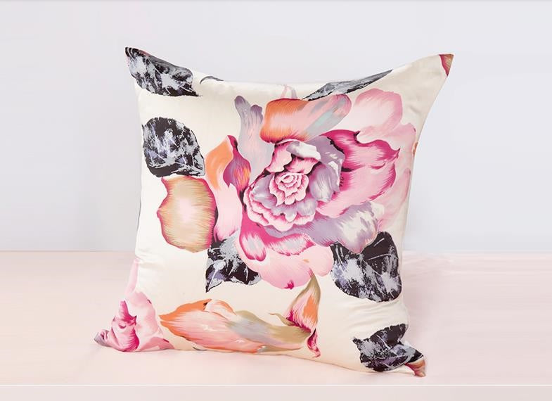Roses Natural Silk Cushion Cover