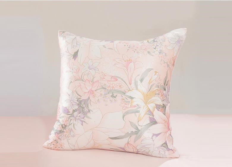 Pink Lilly Natural Silk Cushion Cover
