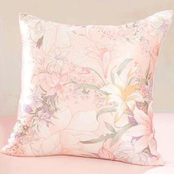 Pink Lilly Natural Silk Cushion Cover