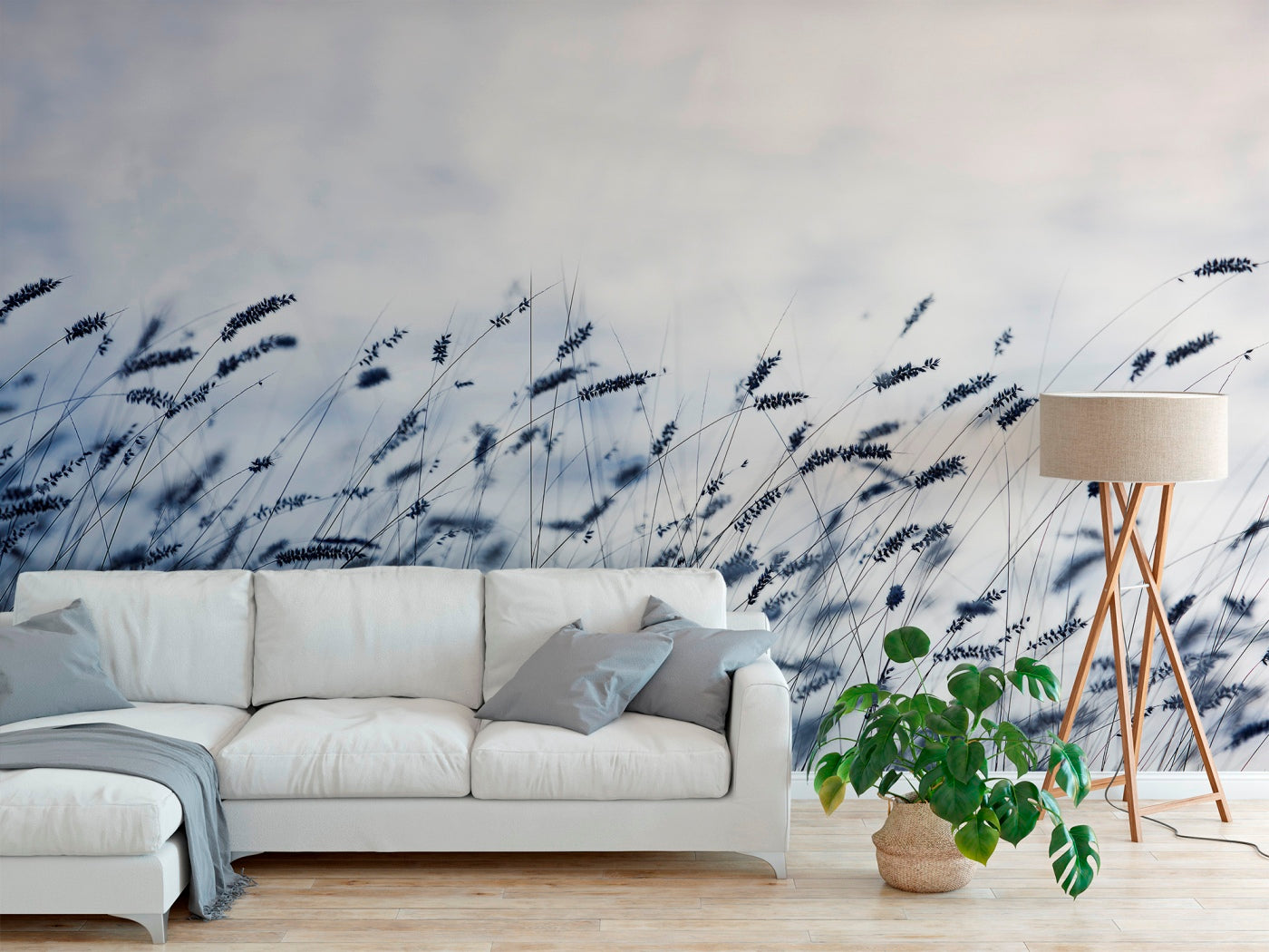 Scandinavian Blue Light Mural Wallpaper (SqM)