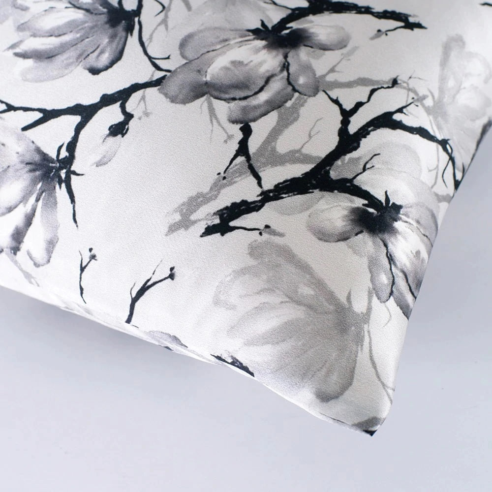 Silver Blossoms Mulberry Silk Pillowcase