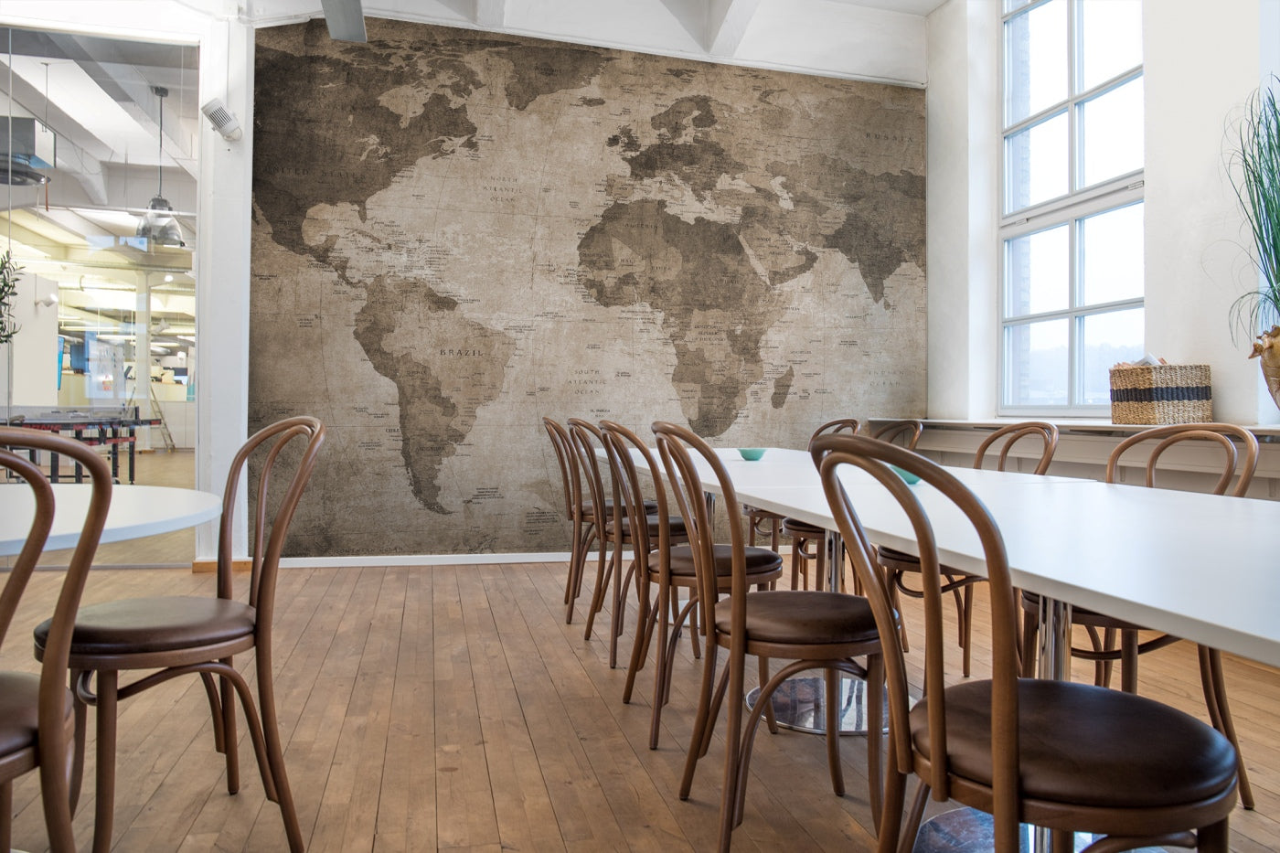 World Map Sepia Brown Mural Wallpaper (SqM)