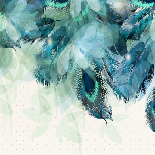 Teal Feathers Mural Wallpaper(SqM)