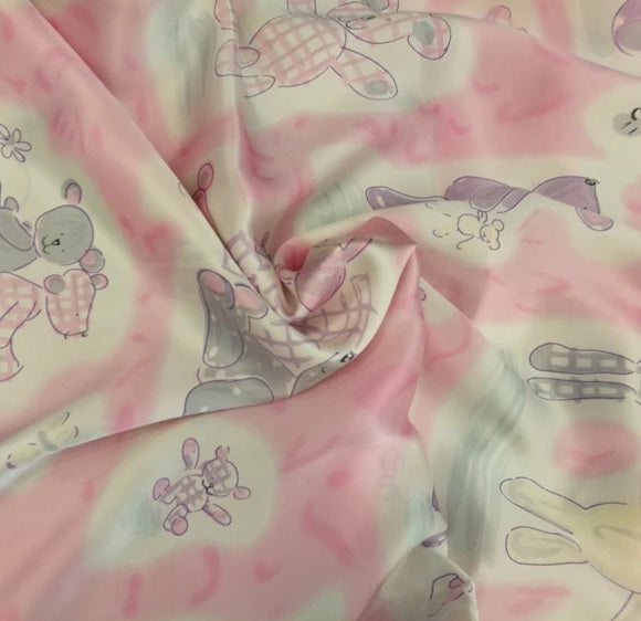 Teddy Bear Pink Mulberry Silk Pillowcase