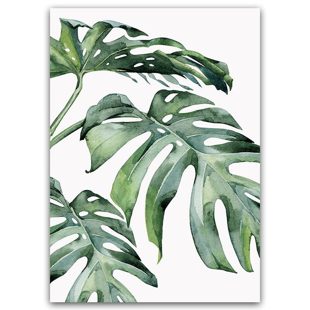 Watercolor Green Leaves Wall Art