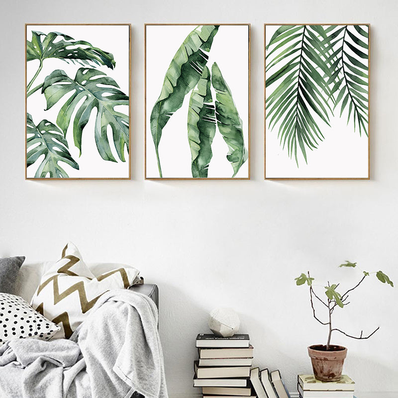 Watercolor Green Leaves Wall Art