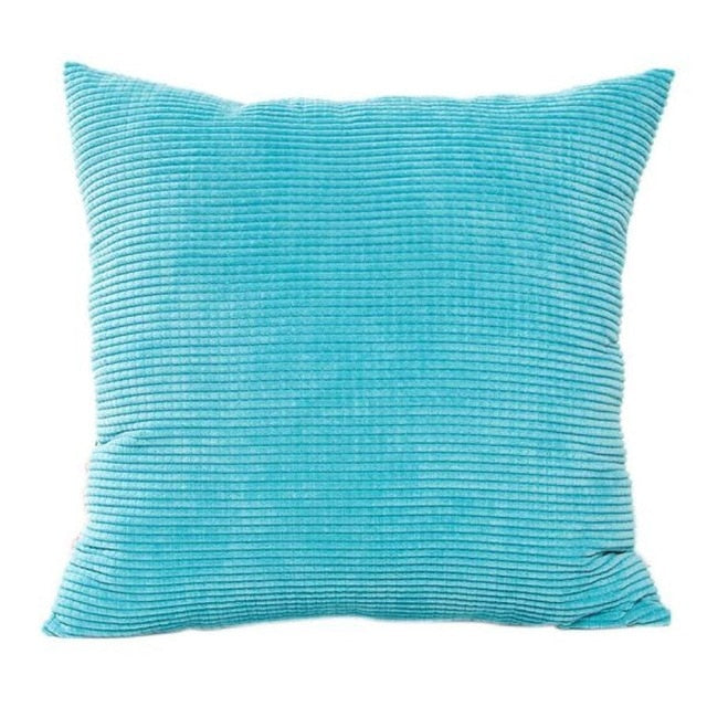 Azure Blue Corduroy Cushion Cover