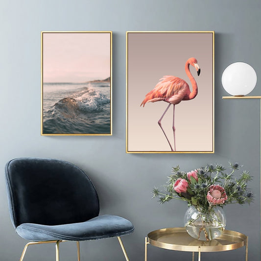 Pink Dreams - Flowers & Flamingo