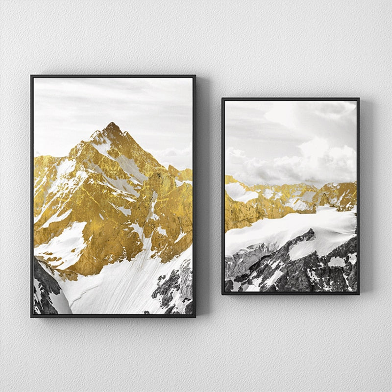 Golden Mountain Peak Wall Art