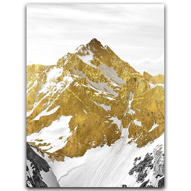 Golden Mountain Peak Wall Art