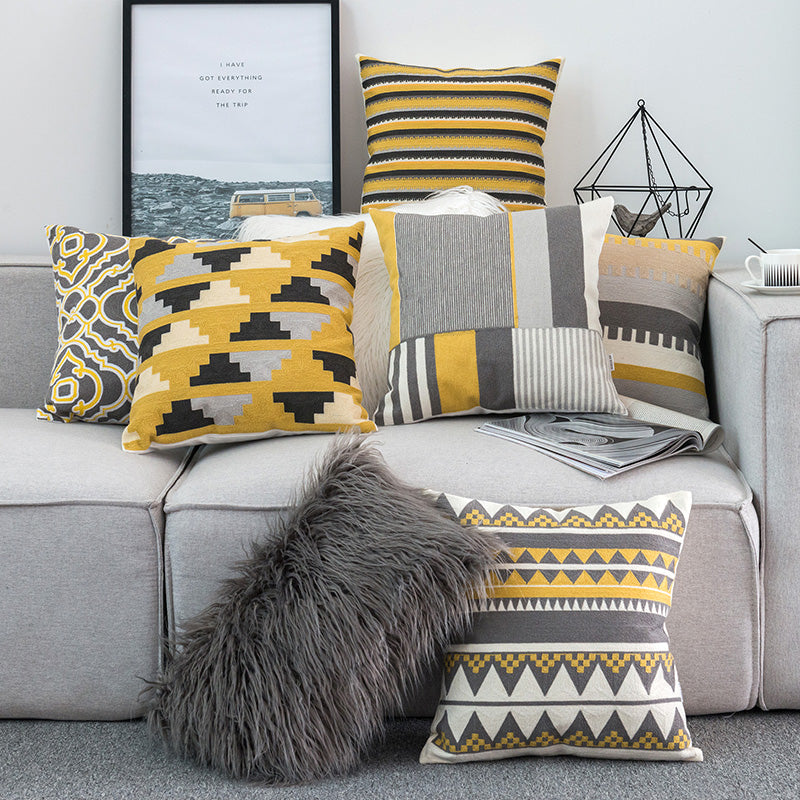 Geometric Embroidered Cushion Covers