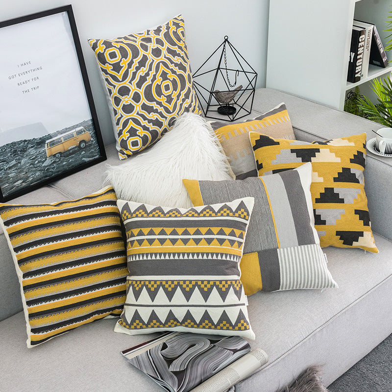 Geometric Embroidered Cushion Covers